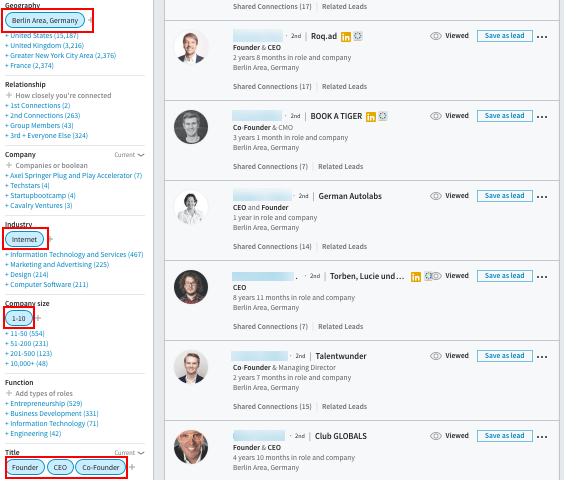 search query in LinkedIn Sales Navigator