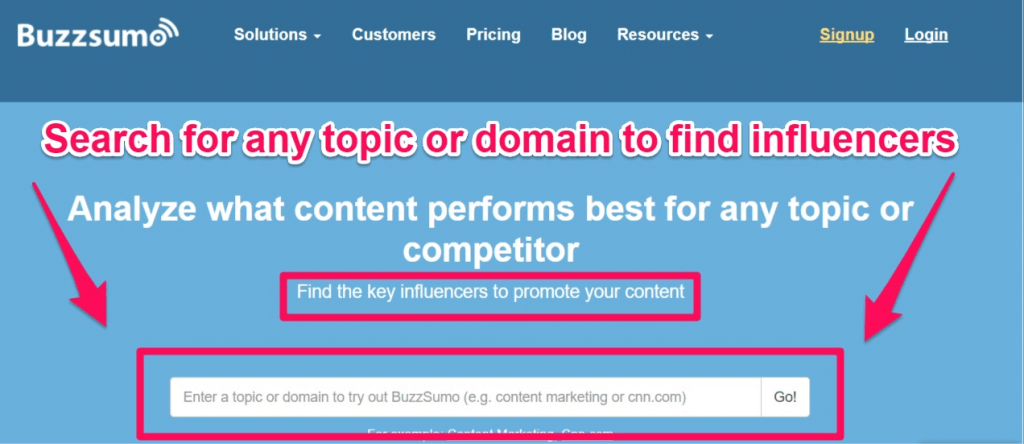 use buzzsumo to find influencers