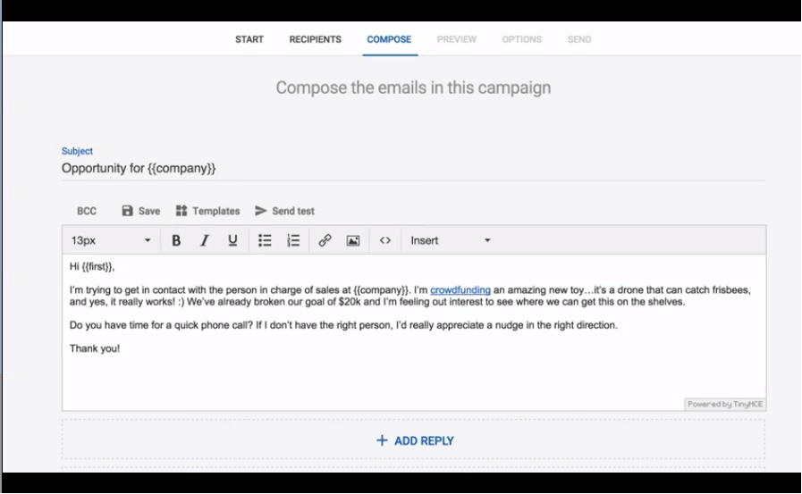 Sending influencer emails with Mailshake is easy