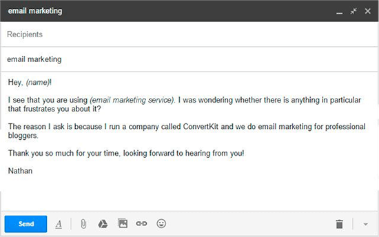 Sample template email that ConvertKit sends out