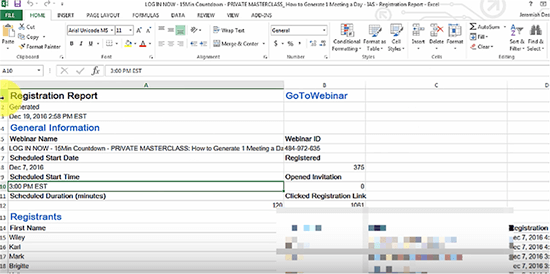Go To Webinar Excel report screenshot