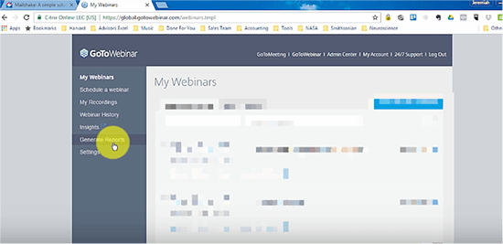 Go to Webinar reports screenshot