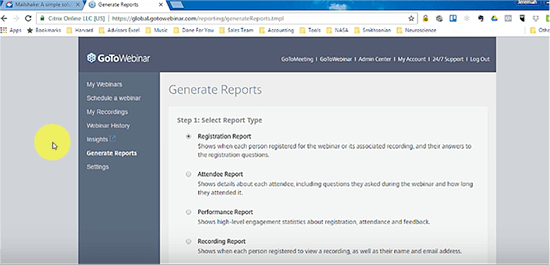 Go to Webinar report screenshot