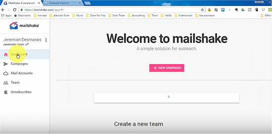 Mailshake new campaign screenshot