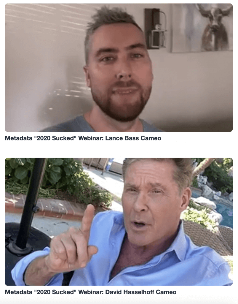 Lance Bass and David Hasselhoff Cameos for metadata.io